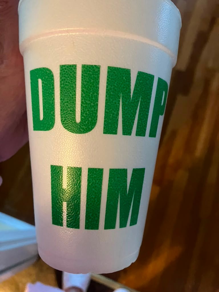 Green Dump Him frosted cup